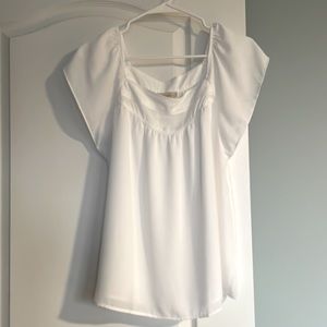 LOFT White Lined Top Size M Medium